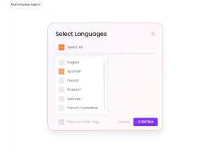 Apty’s multi-language support feature for training purposes